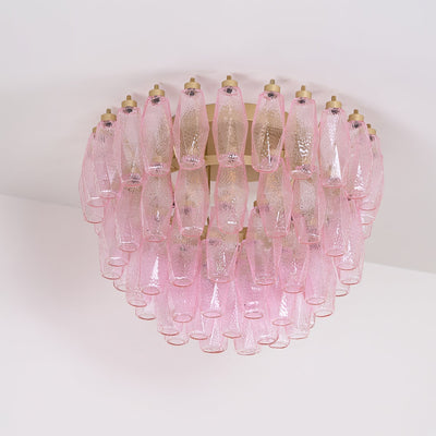 Celelaya Ceiling Lamp Poliedri Pink Murano Glass Layered Flush Mount