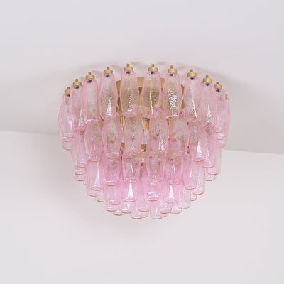 Celelaya Ceiling Lamp Poliedri Pink Murano Glass Layered Flush Mount