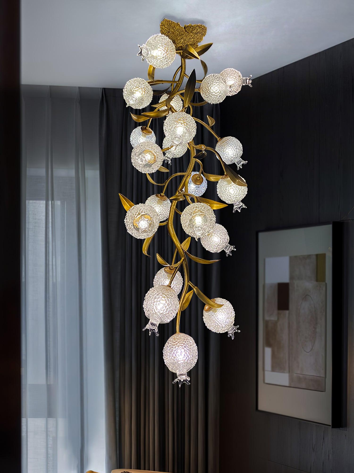Bexlyn Elegance Pomegranate Brass Glass Ceiling Lamp