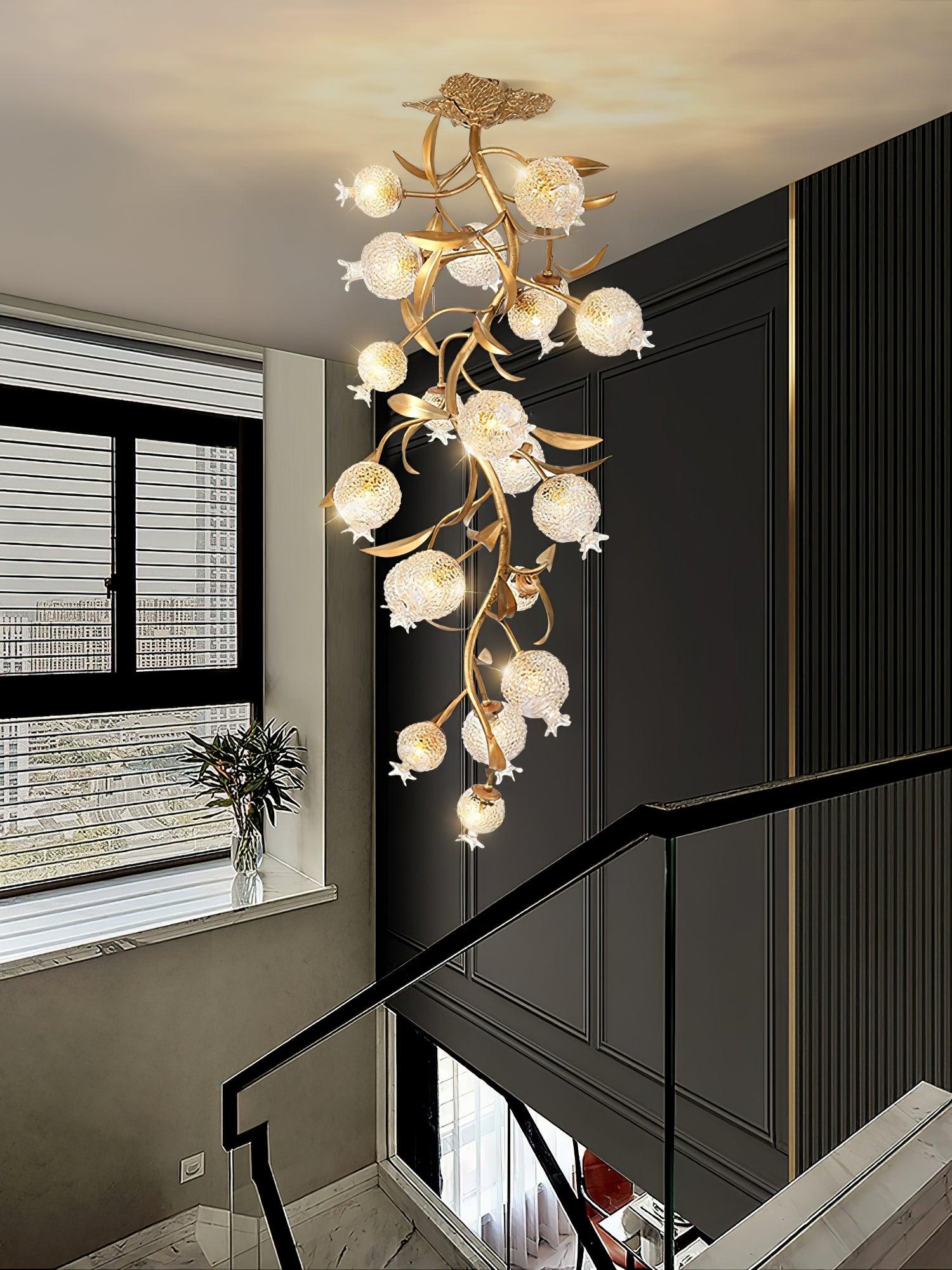 Bexlyn Elegance Pomegranate Brass Glass Ceiling Lamp