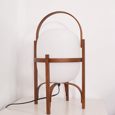 Lethra Wood Glass Table Lamp