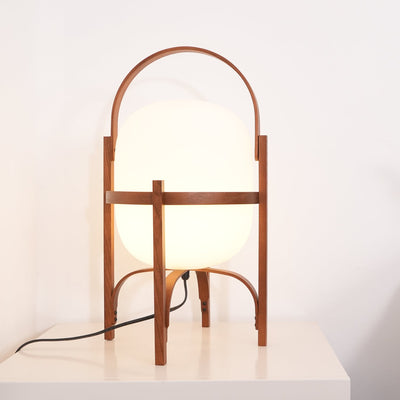 Lethra Wood Glass Table Lamp