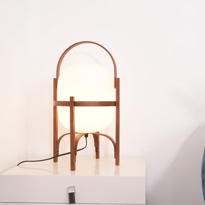 Lethra Wood Glass Table Lamp