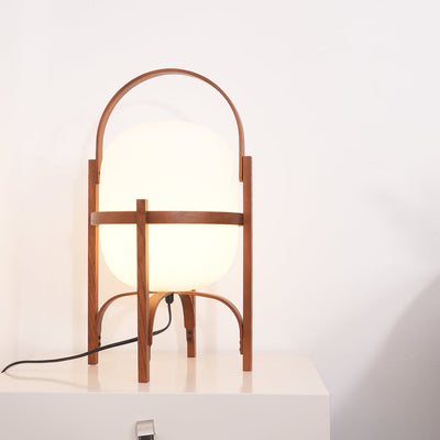 Lethra Wood Glass Table Lamp