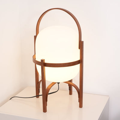 Lethra Wood Glass Table Lamp