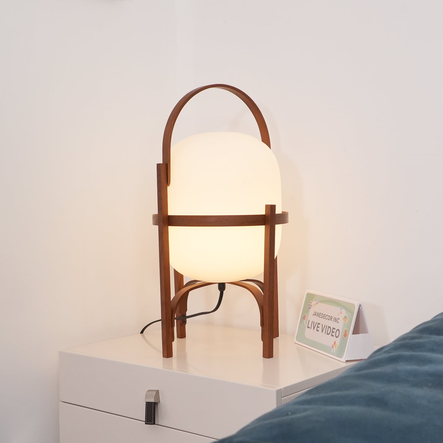 Lethra Wood Glass Table Lamp