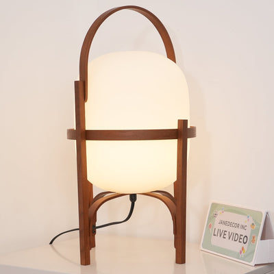 Lethra Wood Glass Table Lamp