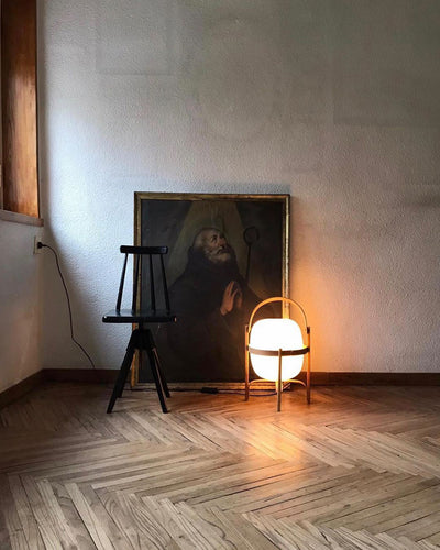 Lethra Wood Glass Table Lamp