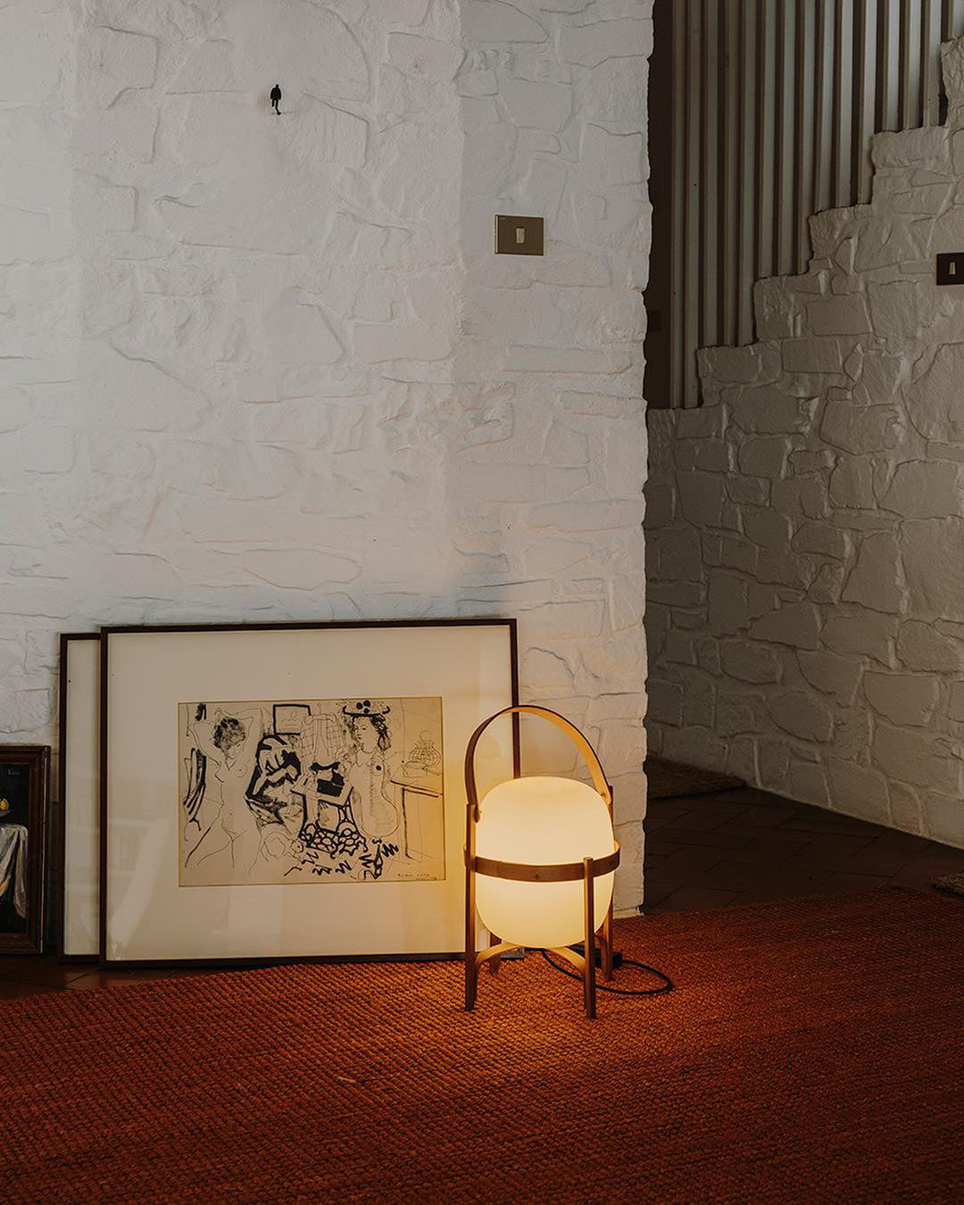 Lethra Wood Glass Table Lamp