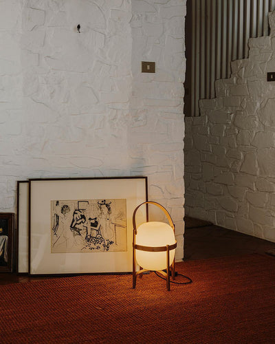 Lethra Wood Glass Table Lamp