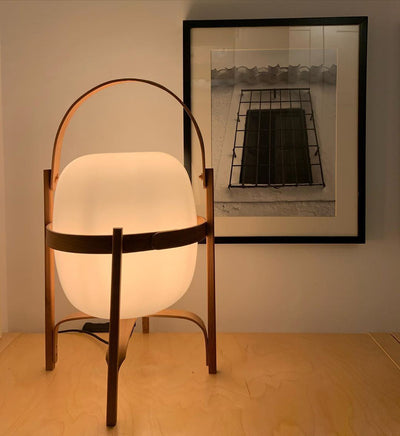 Lethra Wood Glass Table Lamp