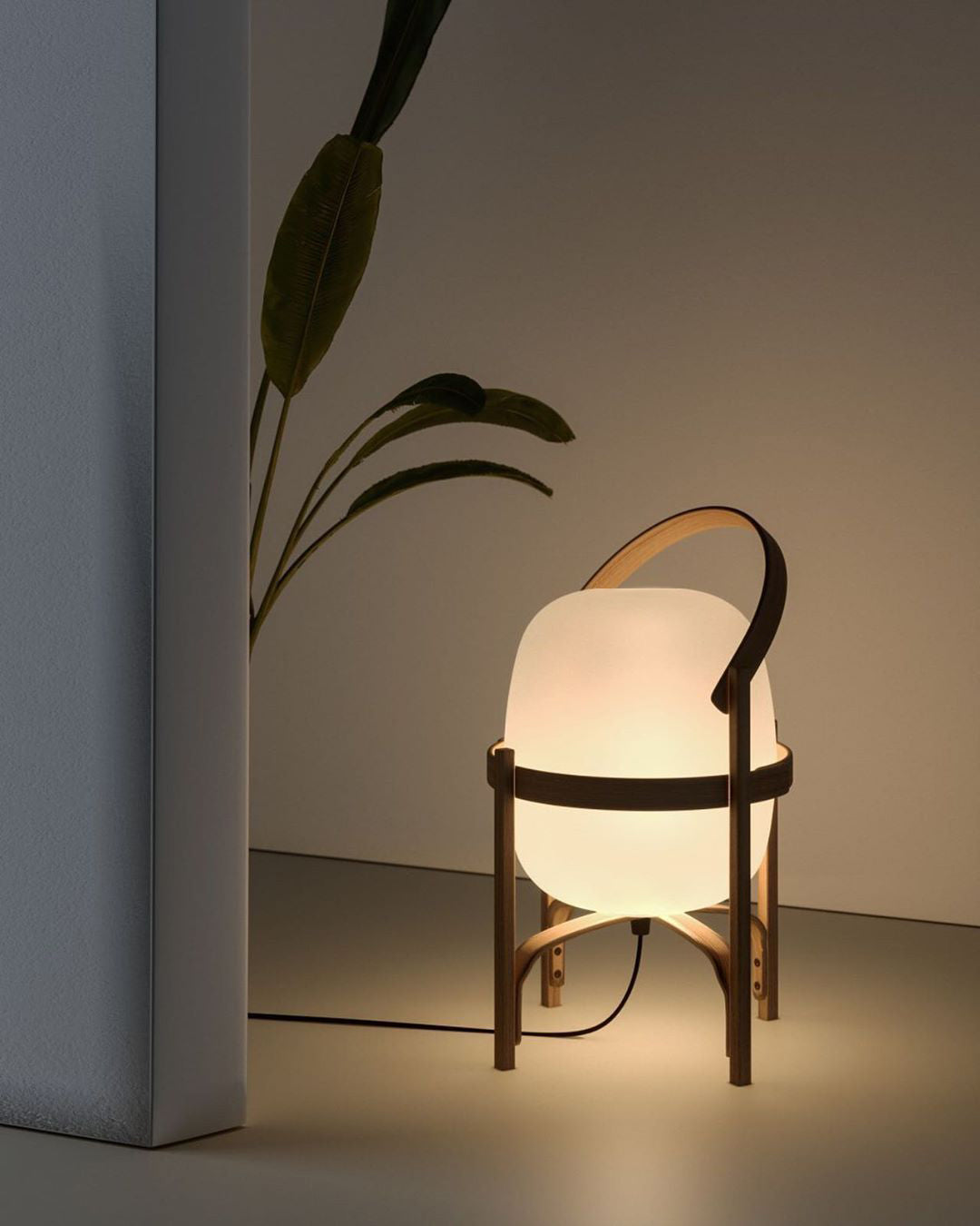Lethra Wood Glass Table Lamp