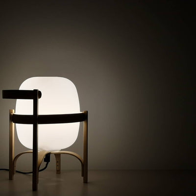 Lethra Wood Glass Table Lamp