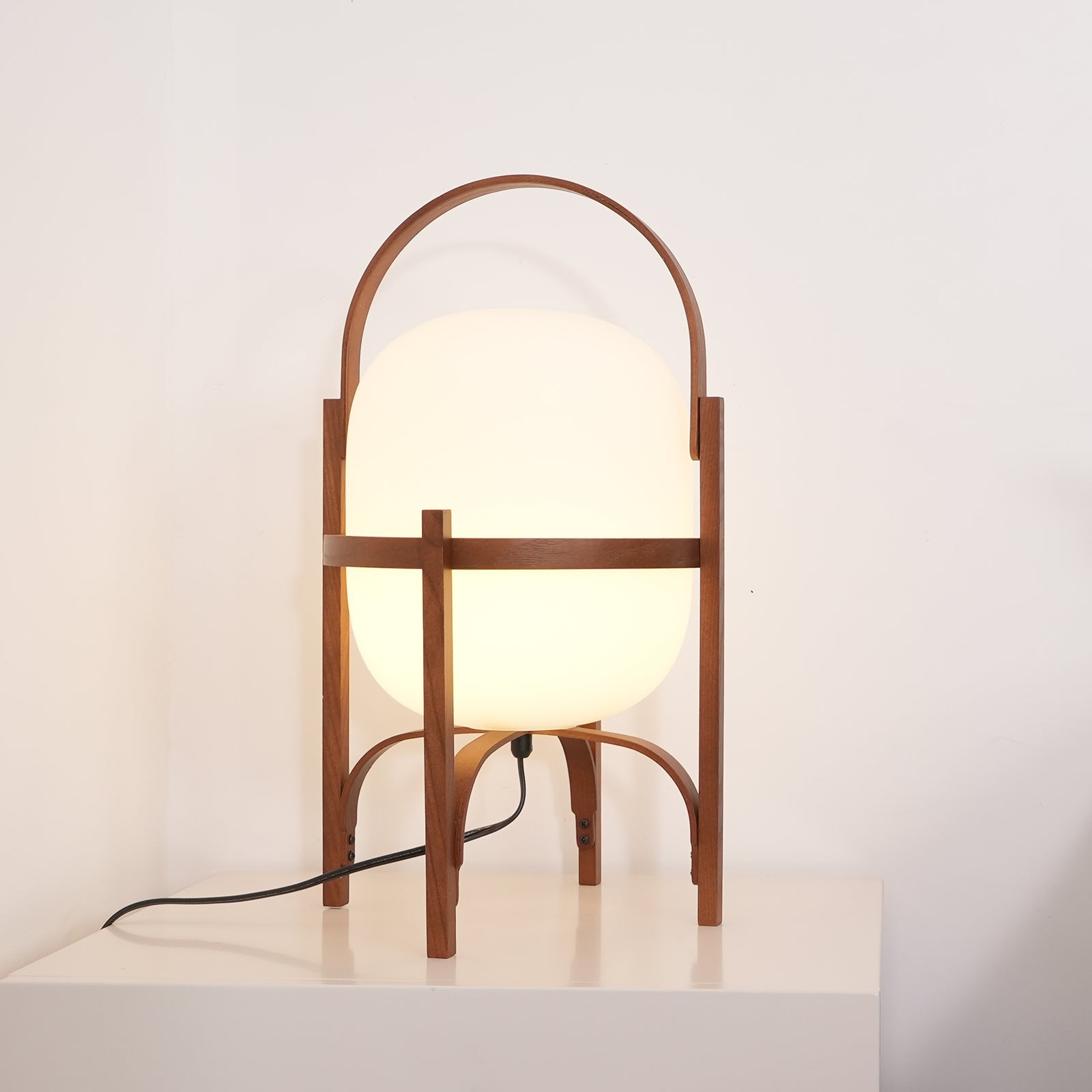 Lethra Wood Glass Table Lamp