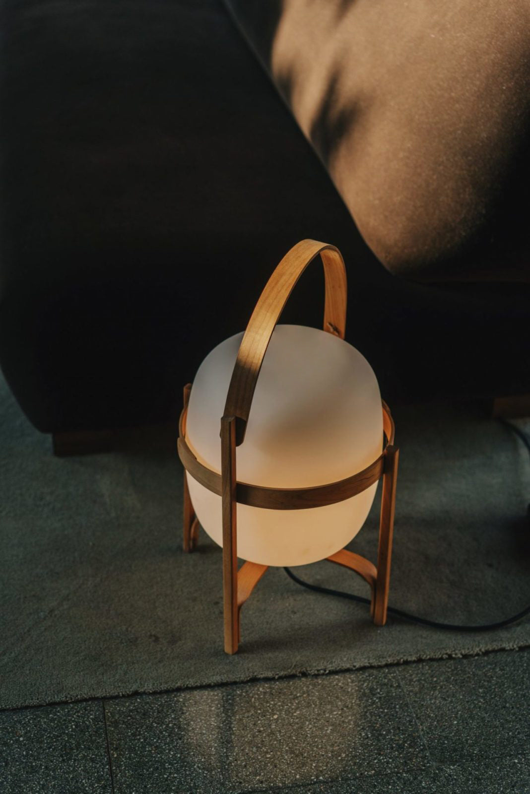 Lethra Wood Glass Table Lamp
