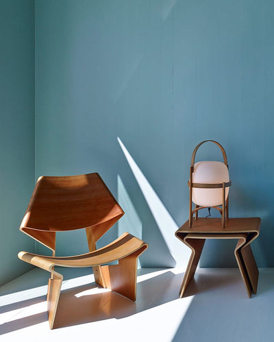 Lethra Wood Glass Table Lamp