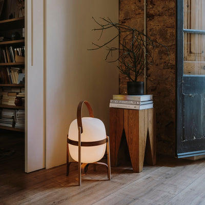 Lethra Wood Glass Table Lamp
