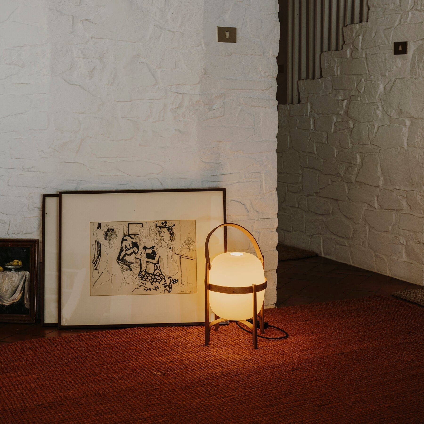 Lethra Wood Glass Table Lamp