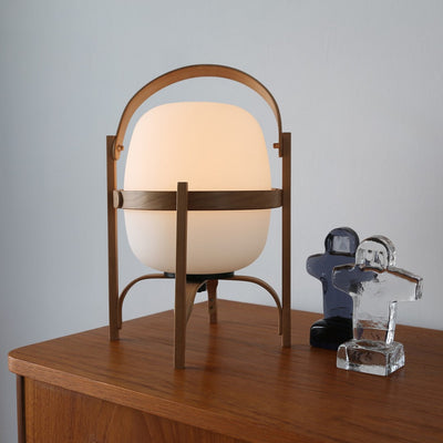 Lethra Wood Glass Table Lamp