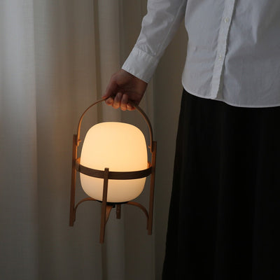 Lethra Wood Glass Table Lamp