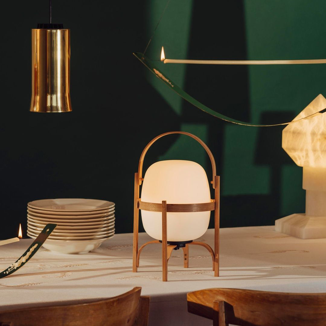 Lethra Wood Glass Table Lamp