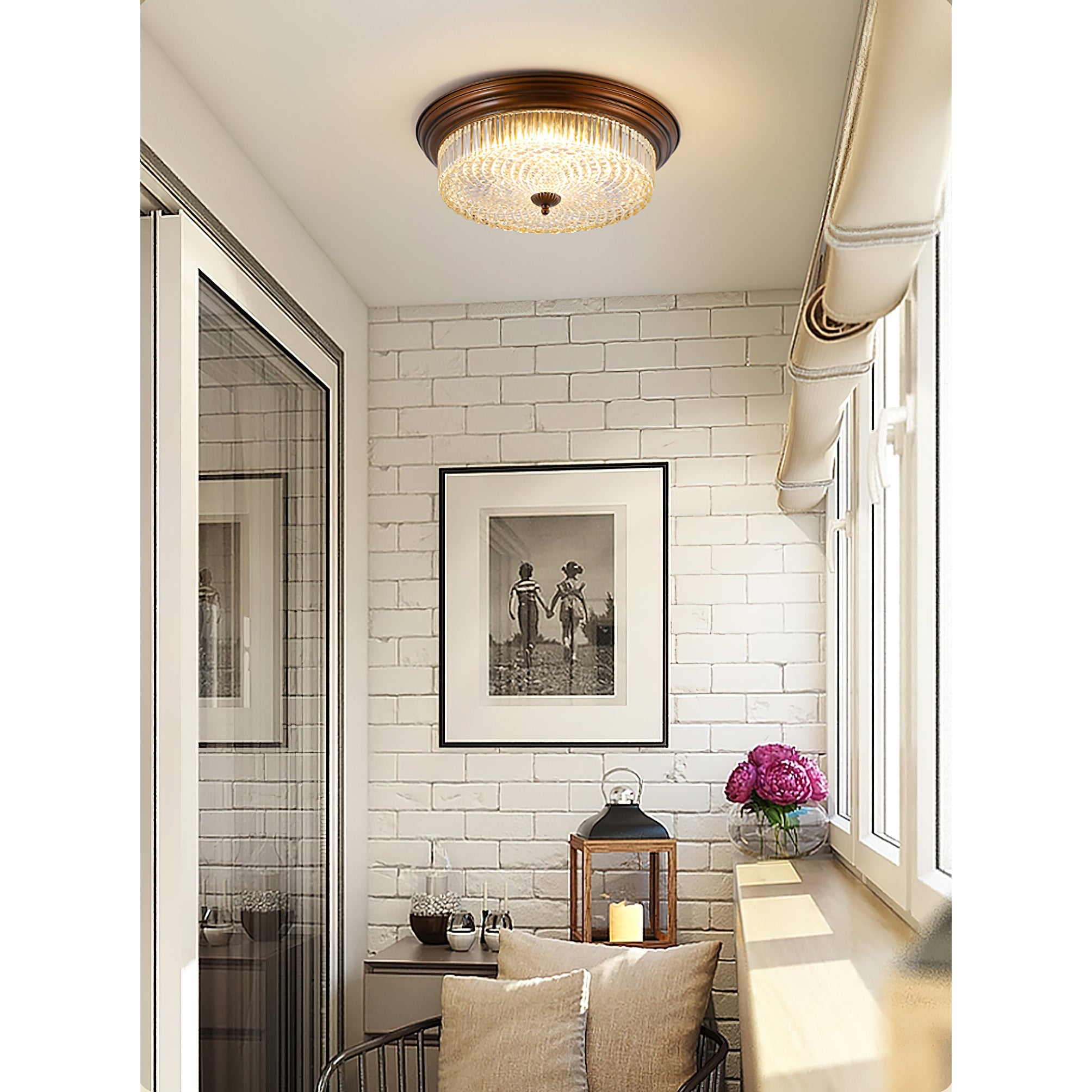 Aurebrook Crystal Round Flush Mount Ceiling Light