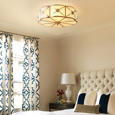 Auralaine Ceiling Lamp Brass Scalloped Frosted Classic