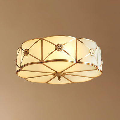 Auralaine Ceiling Lamp Brass Scalloped Frosted Classic