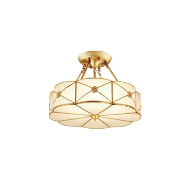 Auralaine Ceiling Lamp Brass Scalloped Frosted Classic
