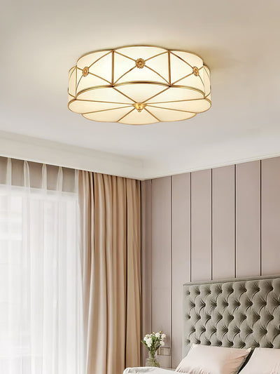 Auralaine Ceiling Lamp Brass Scalloped Frosted Classic