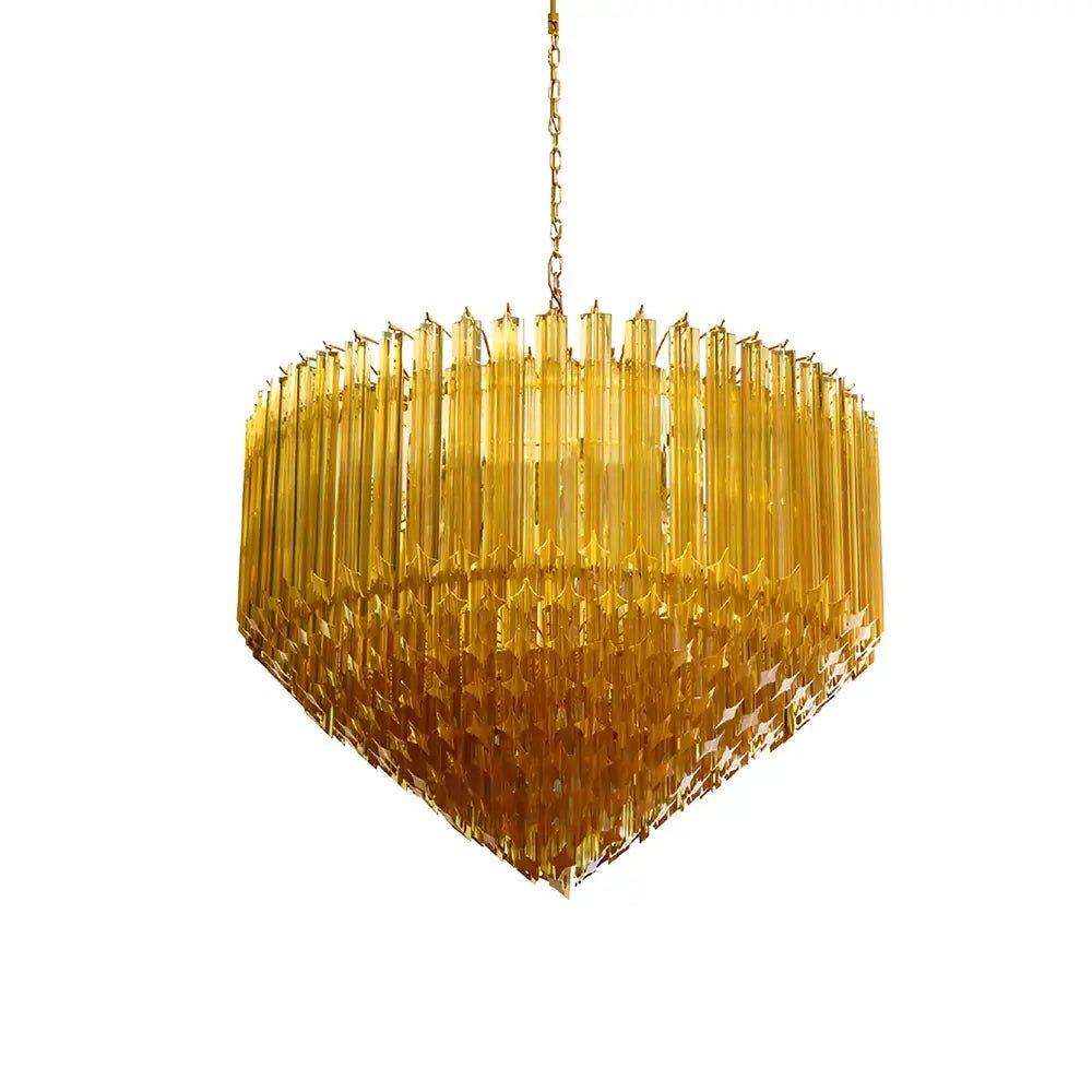 Celiselle Chandelier Amber Murano Glass Prism Grand Art