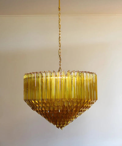 Celiselle Chandelier Amber Murano Glass Prism Grand Art