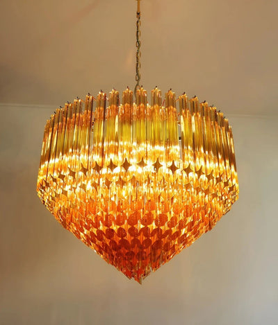 Celiselle Chandelier Amber Murano Glass Prism Grand Art