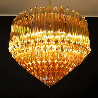 Celiselle Chandelier Amber Murano Glass Prism Grand Art