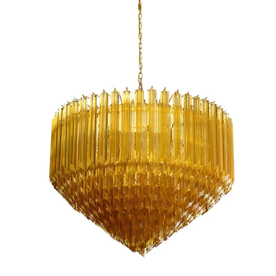 Celiselle Chandelier Amber Murano Glass Prism Grand Art
