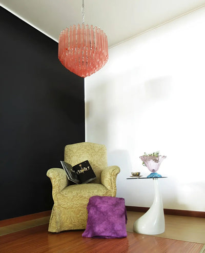 Celelaria Chandelier Pink Glass Prisms Geometric