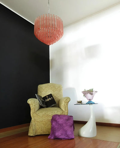 Celelaria Chandelier Pink Glass Prisms Geometric
