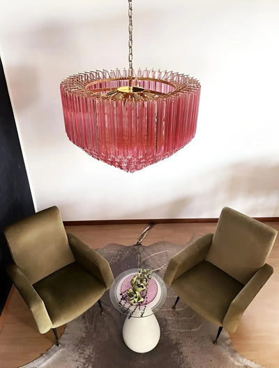 Celelaria Chandelier Pink Glass Prisms Geometric