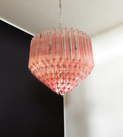 Celelaria Chandelier Pink Glass Prisms Geometric