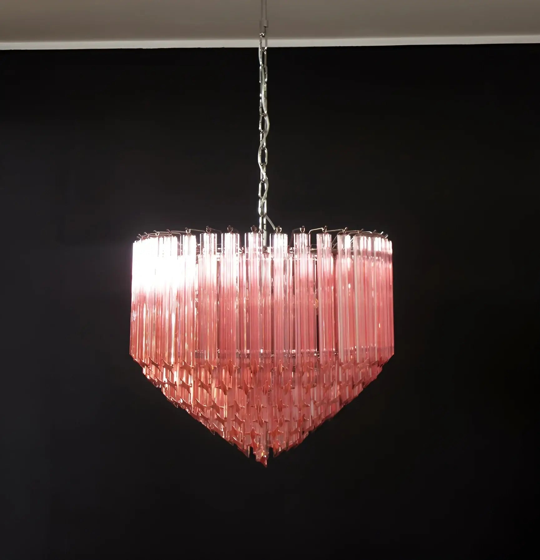 Celelaria Chandelier Pink Glass Prisms Geometric