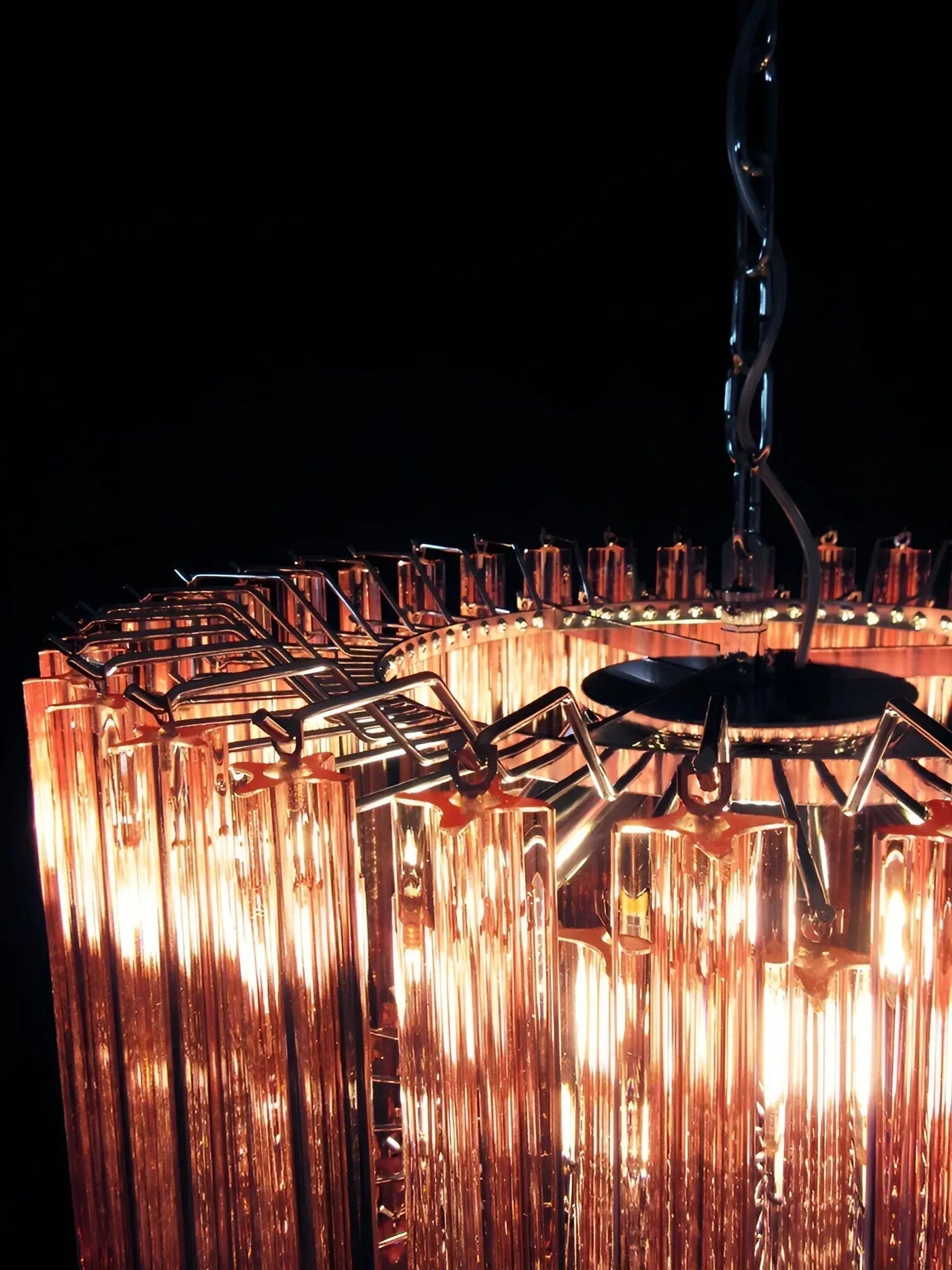 Celelaria Chandelier Pink Glass Prisms Geometric