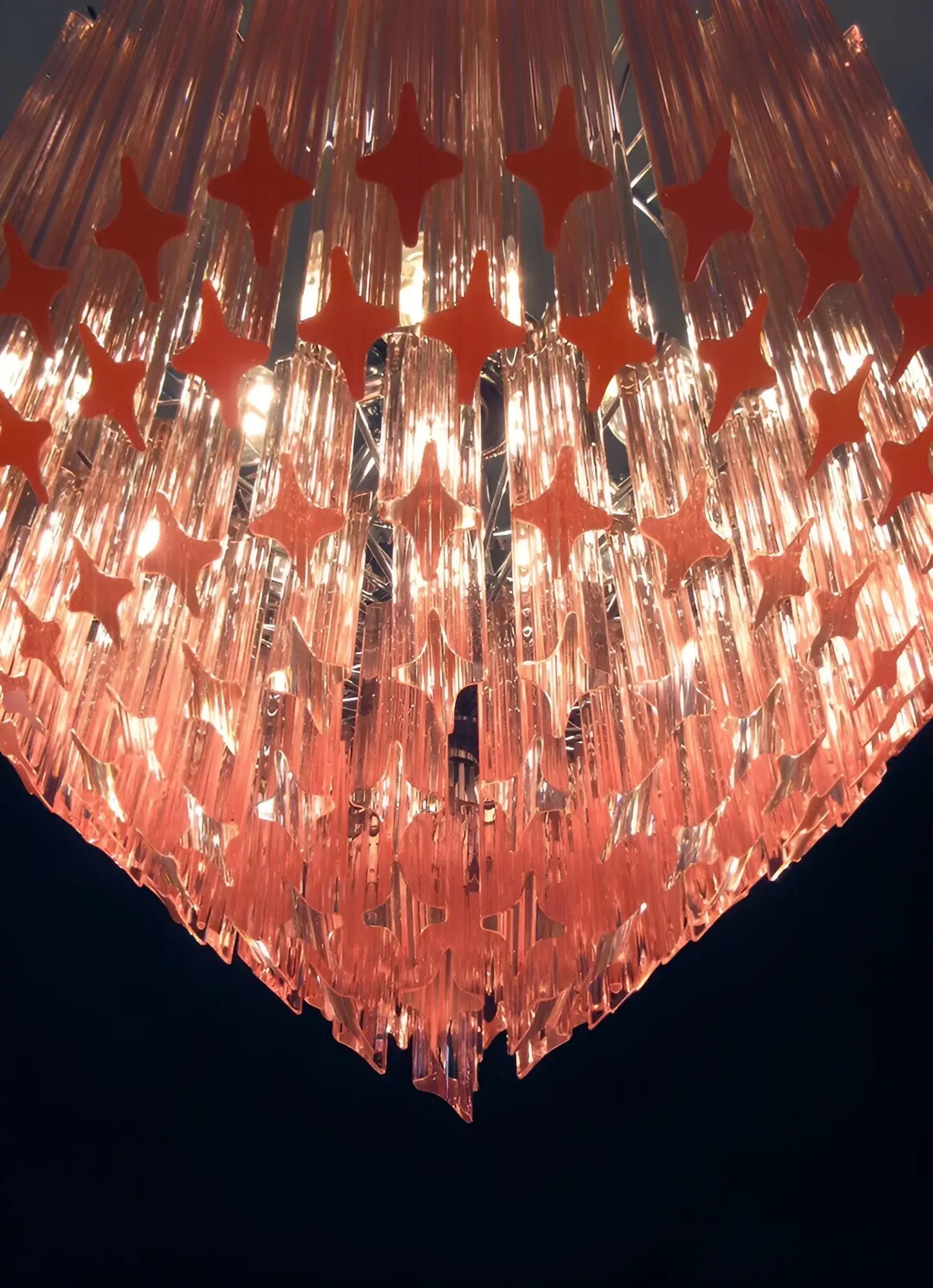 Celelaria Chandelier Pink Glass Prisms Geometric