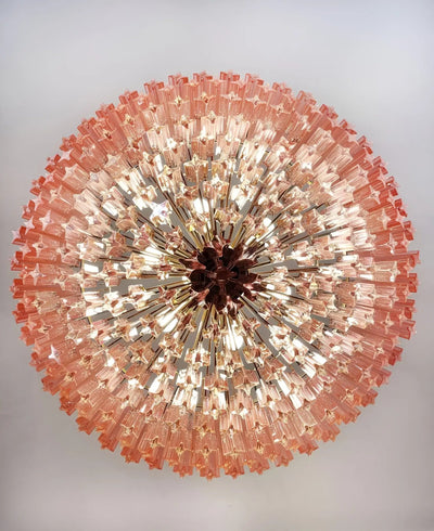 Celelaria Chandelier Pink Glass Prisms Geometric