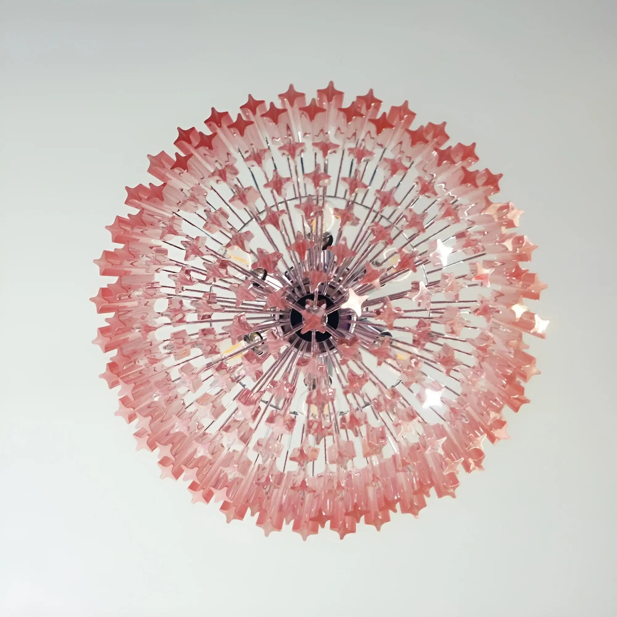 Celelaria Chandelier Pink Glass Prisms Geometric