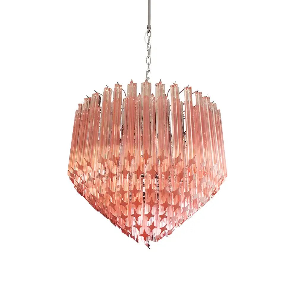 Celelaria Chandelier Pink Glass Prisms Geometric