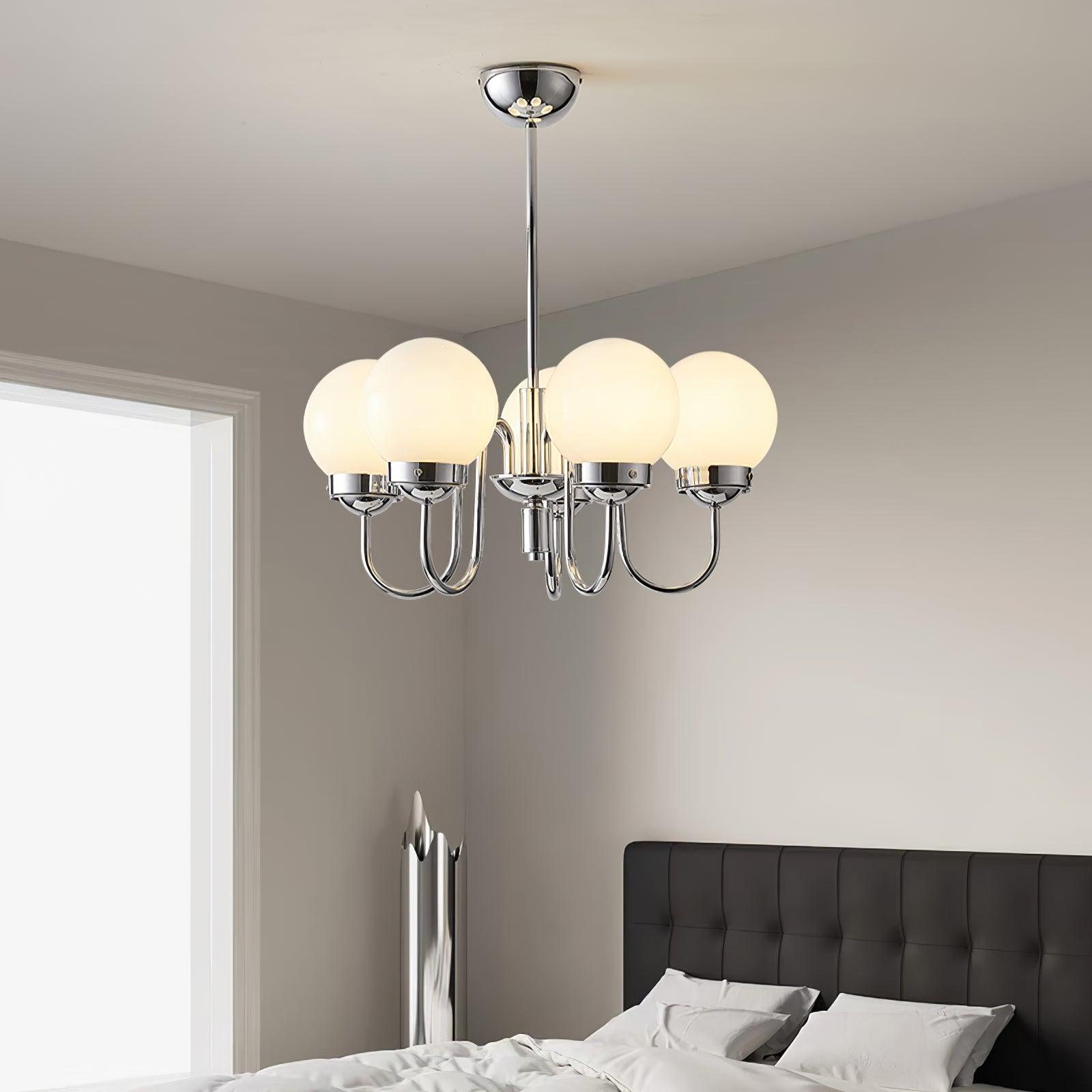 Dostor Chandelier Globe Chrome Curved Arm