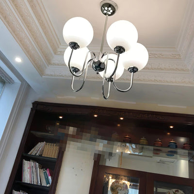 Dostor Chandelier Globe Chrome Curved Arm
