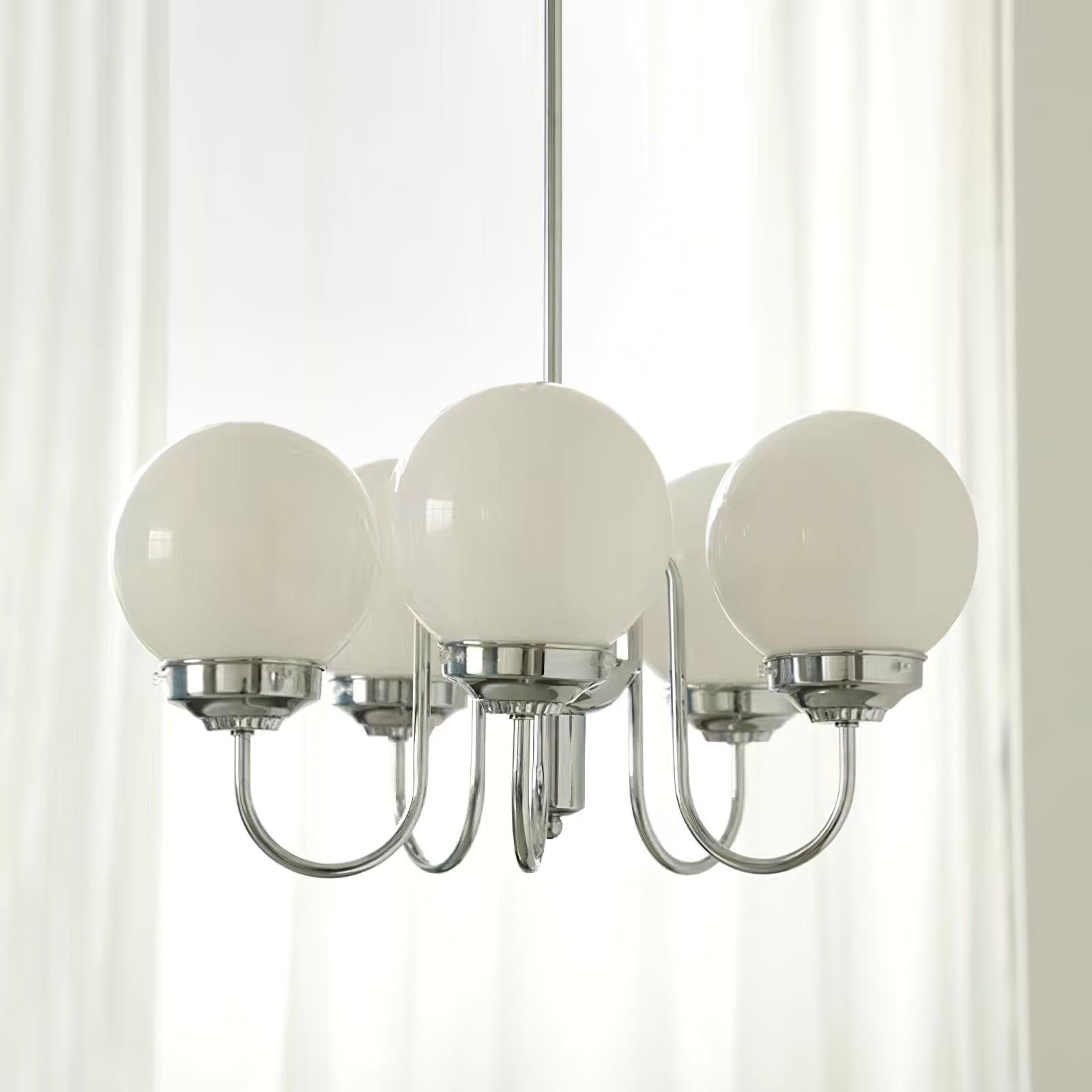 Dostor Chandelier Globe Chrome Curved Arm