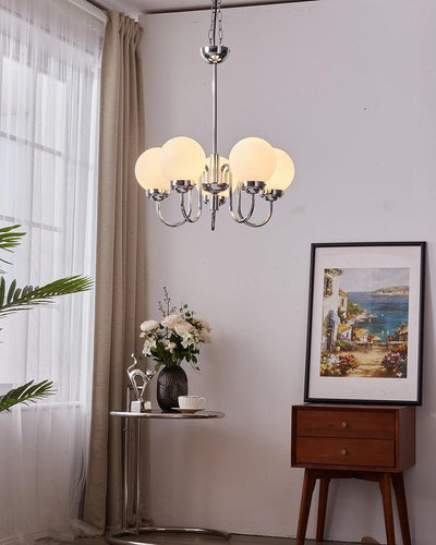 Dostor Chandelier Globe Chrome Curved Arm
