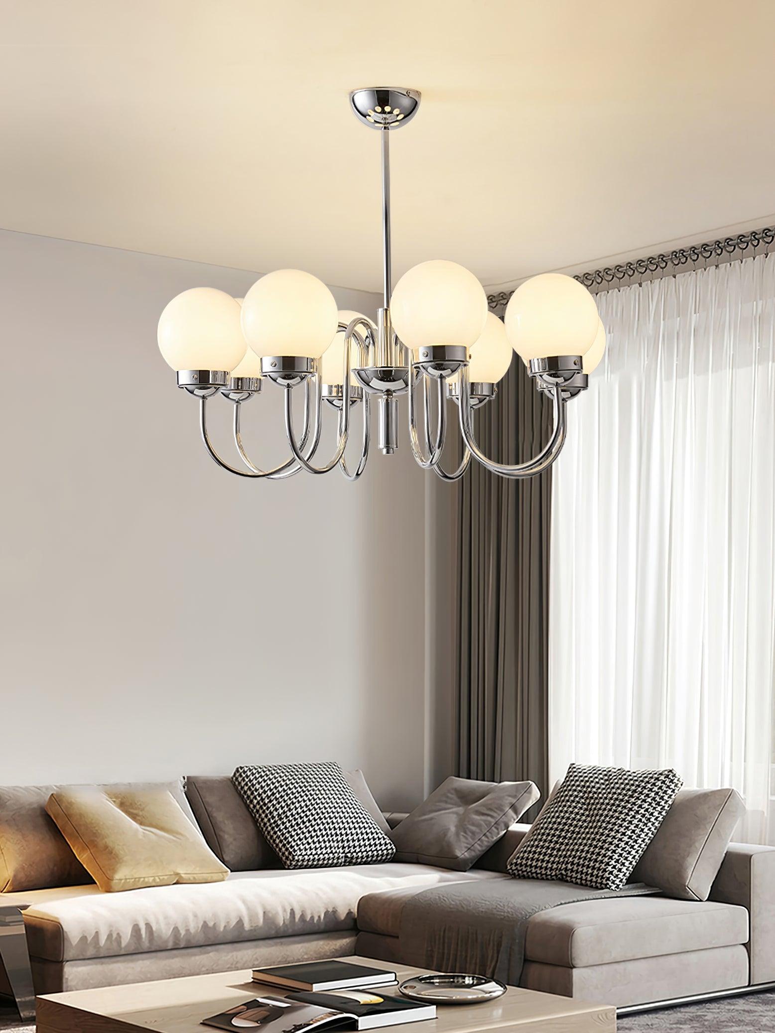 Dostor Chandelier Globe Chrome Curved Arm
